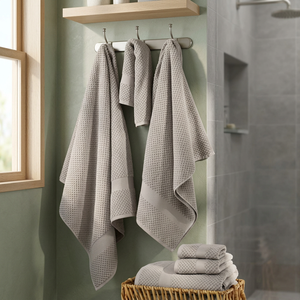 Waffle Textured Cotton <b>Bath</b> <b>Towel</b> <b>Set</b> Solid Color Rectangle Soft Skin-Friendly Home Use Adult - Product Image 2