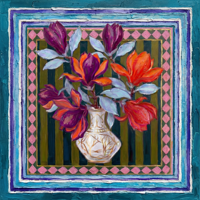 Tapis de table Mahjong style peinture à l'huile Lys Rose, antidérapant, décoratif, pour jeux de société, fêtes et décoration intérieure