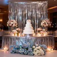 Rideau à franges en sequins miroir PET argenté en gros 1000*1000mm 0.11mm Décoration de toile de fond personnalisée pour mariage et scène
