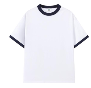 Camisetas transpirables de algodón grueso con logo personalizado, duraderas, informales, de cuello redondo, lisas, clásicas, extragrandes. - Product Image 5
