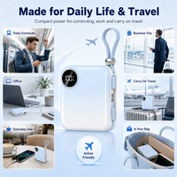 Batterie externe compacte 10000mAh 22.5W à charge rapide avec câbles USB-C intégrés, format poche, pour usage quotidien et voyage