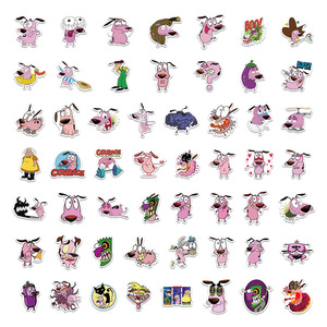 54 autocollants en <span class=keywords><strong>PVC</strong></span> avec logo <span class=keywords><strong>de</strong></span> dessin animé Courage le chien lâche pour bouteilles, ordinateurs portables, décoration, anime TV classique, imperméables - Product Image 3