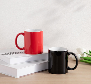 Mug à sublimation droit rouge et noir à l'extérieur, blanc à l'intérieur, avec logo personnalisé, transfert thermique, cadeau promotionnel, vente en gros pour supermarchés - Product Image 1