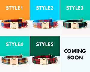 Vintage Personalized Plaid Set For Christmas Gift,Scottish Tartan Dog And Leash With <b>Bow</b>,Custom Engraved Name Puppy Collar - Product Image 6