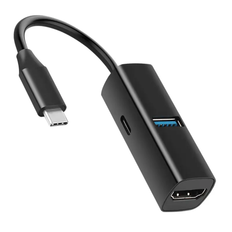 USB Hub de Alumínio Mini portátil de alta velocidade para transferência de dados 3 portas docking estação hub PD 100w 4K HDTV