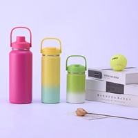Botella de Agua de Boca Ancha con Tapa Personalizable de 16 oz, Botella de Viaje Aislada al Vacío de Acero Inoxidable, Recipiente Reutilizable para Bebidas, Logotipo Personalizado OEM