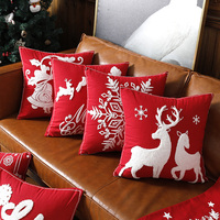 Décoration de Noël personnalisée flocon de neige broderie housse de coussin jeter taie d'oreiller décor à la maison joyeux noël taie d'oreiller