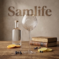 Samlife-BL24078 Verre à gin tonic en cristal sans plomb soufflé à la main avec logo personnalisé pour bar, verrerie spéciale et cadeau de mariage