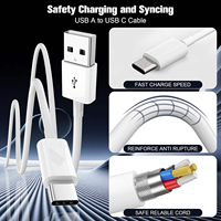 Cable de Carga Rápida USB-C a USB-A 2.0, Velocidad de 480 Mbps, Cobre Puro, para Android, Cable de Carga USB-C a USB-C para iPhone