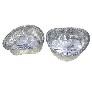 102*94*32mm 4*3.7" 170ml Heart Shape 170ml Food Grade Party Aluminum Foil Food Container Cake Tray Aluminum Foil Tray