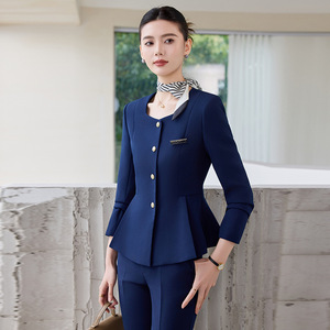 Women's Professional Suit <b>Set</b> Long Sleeve Polyester Anti-Wrinkle Workwear For Office Beauty Salon Hotel Front <b>Desk</b> - Product Image 4