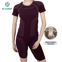 T-shirt à manches courtes pour femmes, 49% nylon, 17% cupro, 13% lyocell, 13% laine, 8% élasthanne, vêtements de sport, body, vêtements de gym, hauts pour femmes