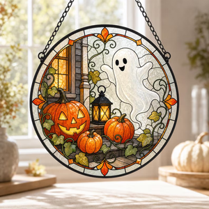 Attrape-soleil en verre teinté personnalisé pour dropshipping, impression 3D, motif fantôme et citrouille d'Halloween, style gothique et mignon, pour porche et décoration murale - Product Image 1