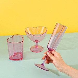 Verres à champagne en <span class=keywords><strong>plastique</strong></span> coloré personnalisables en forme de cœur en acrylique, verres à jus réutilisables, gobelets en <span class=keywords><strong>plastique</strong></span> personnalisés - Product Image 3