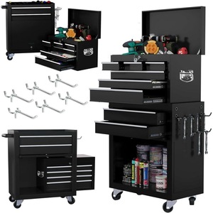 Low MOQ 2-layer 8 Drawers <b>Tool</b> Box Roller Cabinet Black Rolling <b>Tool</b> <b>Cart</b> with Lockable Drawers <b>for</b> Workshop Garage <b>Tool</b> Storage - Product Image 1
