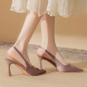 Zapatos de Novia de Moda para Mujer, Zapatos de Tacón de Cuero Rosa para Boda, Estilo Coreano, Sandalias de Tacón Delgado de Satén Cómodas y de Lujo con Lazo - Product Image 6