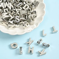 Lot de 10 perles lettres en acrylique 10x12mm, couleur macaron, pour bijoux DIY, perles faites à la main, trou droit 8x2mm, perles lâches pour décoration