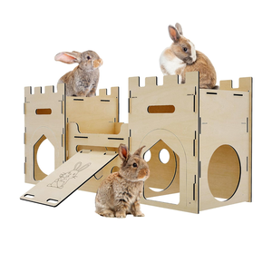 Château de lapin en bois maison tour d'escalade à plusieurs étages - Product Image 1