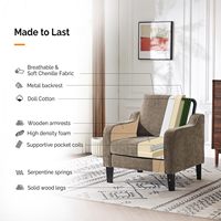 Sofá moderno de tela de chenilla, marrón claro de lectura cómoda silla para dormitorio, sillón recogido, sillas decorativas de mediados de siglo