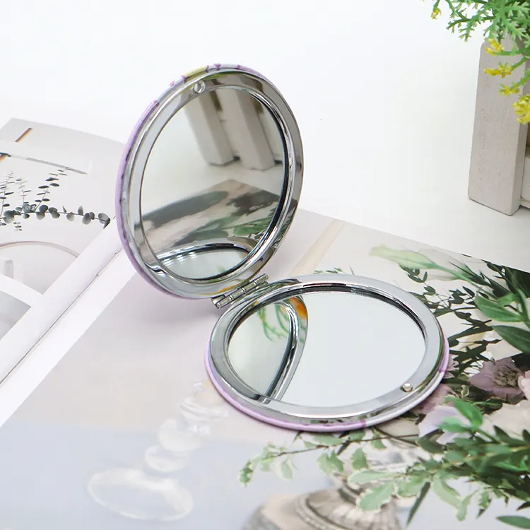 Base specchio per il trucco doppio lato in metallo pieghevole compatto specchio per il trucco