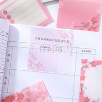 Bloc-notes autocollant transparent Sakura en gros avec papeterie brillante, bloc-notes adhésif 3*3 pour étudiants