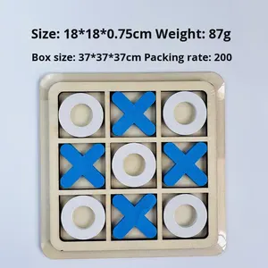 Juego de Mesa de Madera <span class=keywords><strong>XO</strong></span> Tres en Raya, Juego de Bloques de Construcción para Niños, Educación Temprana, Entretenimiento y Batalla - Product Image 6