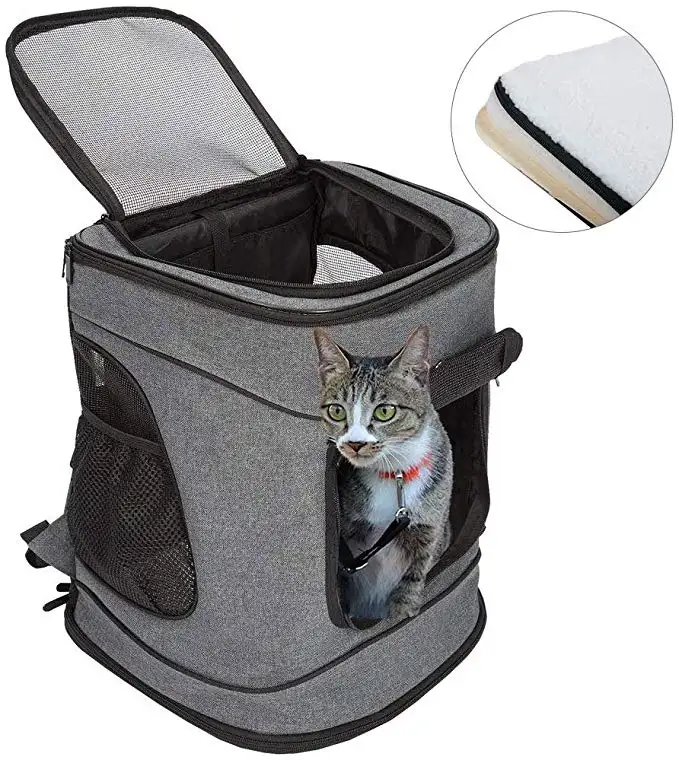 Mochila para transporte de animais, mochila para cães pequenos, gatos, cachorros, viagem, airline, aprovada com malha, janela, bolsas macias para caminhadas