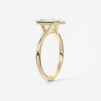 1 Karat Zümrüt Kesim Bezel Yarımlı Saplı Tektaş Laboratuvar Üretimi Elmas Nişan Yüzüğü 10K/14K/18K Som Altın IGI Sertifikalı CVD/HPHT