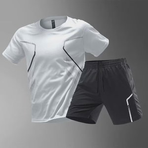 Conjunto Deportivo Personalizado para Hombre, Sublimado, de Seda de Hielo, Secado Rápido, Transpirable, Ligero, Pantalones Cortos para Correr, Camisetas de Entrenamiento - Product Image 1