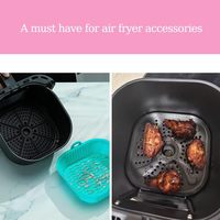 Garnitures en silicone pour friteuse 5 à 9 QT Lot de 4 paniers carrés réutilisables pour friteuse Airfryer Basket Bowl Tray Insert Deep Fryer Parts & Accessories