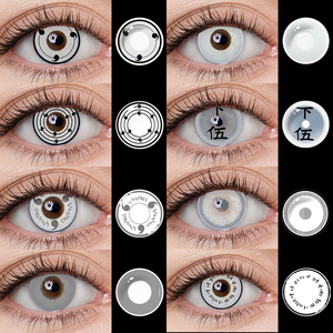 <span class=keywords><strong>Lentilles</strong></span> de contact souples colorées blanches <span class=keywords><strong>Sharingan</strong></span> Anime Cosplay, 40 % d'hydratation, diamètre 14,5 mm, design personnalisable <span class=keywords><strong>pour</strong></span> Halloween - Product Image 1