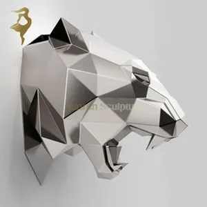 Wand Innen dekorative Metall 3d Kunst Tiers tatue Edelstahl Tiger Kopf Skulptur