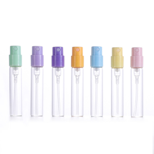 Pequeño frasco de perfume portátil de 2.5ml de vidrio de color con cierre a presión, para muestras de cosméticos, con pulverizador, tipo cilindro, serigrafiado. - Product Image 5