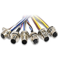 Connecteur M12 pour montage sur panneau, 5 broches mâle, avec codage A, fixation frontale par câble à vis, pour montage sur panneau M12, 5 broches mâle avec fixation par vis sur câble.