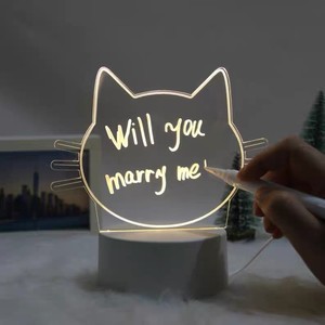 Cat Shape Acrylic <b>LED</b> Night <b>Light</b> With Touch Control <b>USB</b> Powered Warm White Multicolor Changing DIY Decorative Lamp For Bedroom - Product Image 1