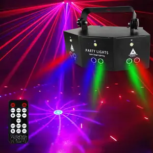 Proyektor Laser Lazer DJ, lampu sorot klub malam, lampu pesta disko, lampu panggung Led RGB dengan kendali jarak jauh untuk pesta KTV