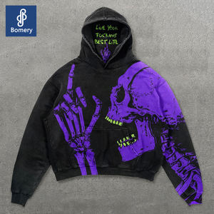 <span class=keywords><strong>Felpa</strong></span> con <span class=keywords><strong>Cappuccio</strong></span> da Uomo Effetto Lavato <span class=keywords><strong>Vintage</strong></span> con Grafica a Teschio, Stile Streetwear Audace e Casual - Product Image 1