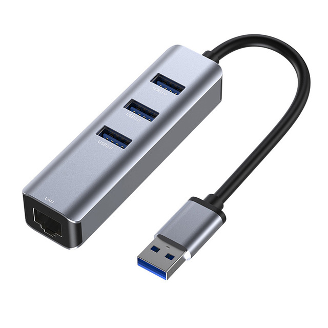 OEM 4in1 USB Hub Aluminum Multiport Dock Station with USB3.0 Adapter Lan Gigabit RJ45 1000Mbps Docking Station Computer Accessor