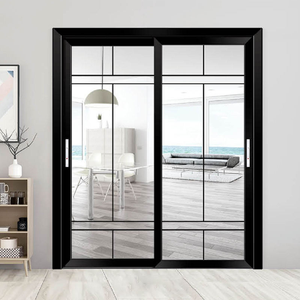 <span class=keywords><strong>Porte</strong></span> <span class=keywords><strong>coulissante</strong></span> en alliage d'aluminium durable avec double vitrage trempé offrant une réduction du <span class=keywords><strong>bruit</strong></span>, une sécurité et un design élégant pour la maison - Product Image 2