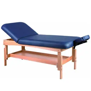 Stationary Facial Table Wooden Adjusting Height Beauty Spa Tattoo Professional 2 Fold Massage Bed Wooden Massage Table