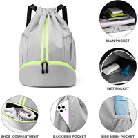 Sac à dos pliable personnalisé avec cordon de serrage pour GPS, sport, gym, enfants, grande taille, avec fermeture éclair, poches en filet pour bouteille d'eau, sac de natation