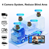 Moniteur DVR MP5 tactile 4 canaux 10,36 pouces avec écran partagé, enregistreur AHD 1080P et kit de caméras avant, latérales et de recul pour camping-car, camion et remorque