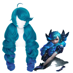 Vente en gros <span class=keywords><strong>LOL</strong></span> Gwen perruque 80cm de long vague d'eau cheveux synthétiques brun clair fibre haute température Anime perruque 4 queues de cheval - Product Image 1