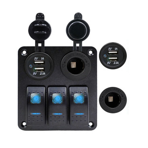 แผงไฟ LED Yuhe YH-DH3-QA 3 ช่อง 12V/24V พร้อมพอร์ต USB คู่ และช่องเสียบที่จุดบุหรี่ สำหรับสวิตช์แบบกดเปิด-ปิด - Product Image 4