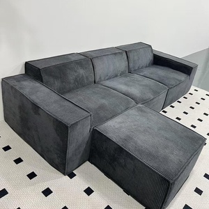 Sofás de Sala Retro de Tecido de Veludo Cotelê, Esponja Pura, Sem Estrutura, Design Roll-Pack, Sofá Bloco Tofu Comprimido a Vácuo, Mais Vendido - Product Image 1