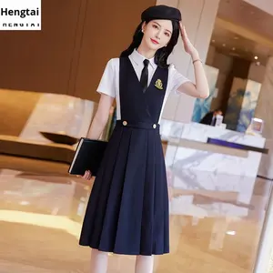 H-158 H-151 Robe d'enseignante cintrée amincissante pour femme, style universitaire, tenue de travail printanière, ensemble uniforme scolaire pour l'enseignement - Product Image 4