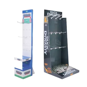 Cardboard Stand Display Custom Cardboard Carton Pos Merchandise Fsdu Paperboard Hook Display Stand With Iron Hook