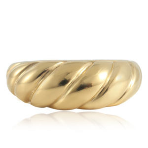 Anillo de Cuerda Trenzada Dorado, Joyería de Moda para Mujer, Acero Inoxidable, Estilo Retro Punk 21039 - Product Image 1