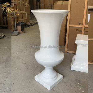 Vaso per <span class=keywords><strong>Fiori</strong></span> da Matrimonio Bianco a Forma di Tromba in Fibra di Vetro, Vendita Diretta dalla Fabbrica NIKA - Product Image 2