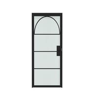 Porte battante en acier et verre, design arche noire, style loft, sur mesure, avec cadre en fer cannelé, double porte intérieure française avec verre